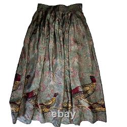 RARE Polo Ralph Lauren Silk Skirt Size 8 Pheasant Hunting Paisley Midi Vintage