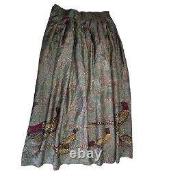 RARE Polo Ralph Lauren Silk Skirt Size 8 Pheasant Hunting Paisley Midi Vintage