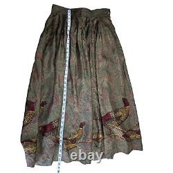 RARE Polo Ralph Lauren Silk Skirt Size 8 Pheasant Hunting Paisley Midi Vintage