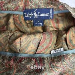 RARE Polo Ralph Lauren Silk Skirt Size 8 Pheasant Hunting Paisley Midi Vintage