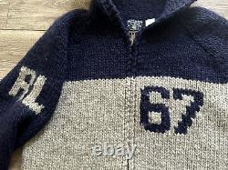 RARE VINTAGE! Polo RALPH LAUREN 100% Wool Heavy 67 Hoodie Knit Mens Size Large L