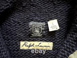 RARE VINTAGE! Polo RALPH LAUREN 100% Wool Heavy 67 Hoodie Knit Mens Size Large L