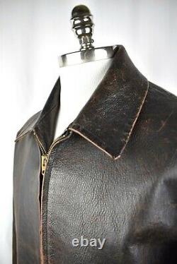 RARE VTG Men's RRL Polo Ralph Lauren Jacket Double RL Thick Distressed Leather L