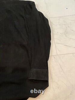 RARE VTG POLO RALPH LAUREN Men's Sz L Black Suede Leather Shirt