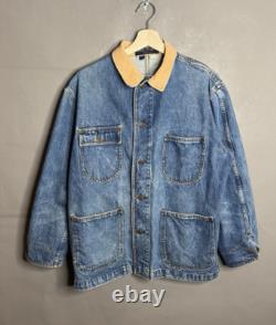 RARE Vintage 80s Polo Ralph Lauren Denim Chore Jacket Size L