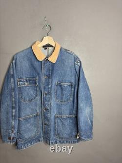 RARE Vintage 80s Polo Ralph Lauren Denim Chore Jacket Size L