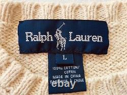 RARE Vintage 90s Ralph Lauren Golf Polo Bear Intarsia Knit Sweater Large L EXC