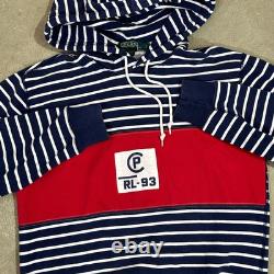 RARE Vintage Polo Ralph Lauren Hoodie RL-93 Sportsman Stripe Sz Large EUC
