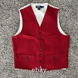 RARE! Vintage Ralph Lauren Polo Red Checkered Mens WOOL Vest Waistcoat Size M