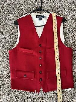 RARE! Vintage Ralph Lauren Polo Red Checkered Mens WOOL Vest Waistcoat Size M