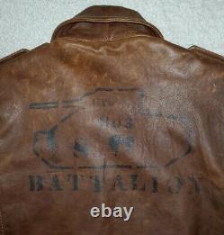 RRL Double Ralph Lauren Battalion Military Leather Bomber Jacket Coat VTG polo M