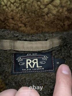 RRL Ralph Lauren Medium Shearling Bomber Jacket Polo Fur Flight A2 Leather VTG