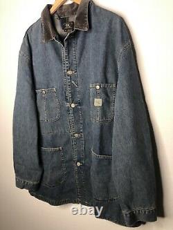 RRL Ralph Lauren XL Jean Jacket VTG Chore Coat Denim XXL Polo Trucker Distressed