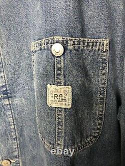 RRL Ralph Lauren XL Jean Jacket VTG Chore Coat Denim XXL Polo Trucker Distressed