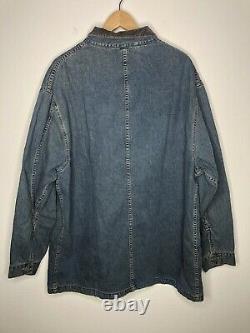 RRL Ralph Lauren XL Jean Jacket VTG Chore Coat Denim XXL Polo Trucker Distressed