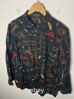 Ralph Lauren Large Polo Western Shirt VTG RRL Rodeo Diary Rugby Horses Cowboy