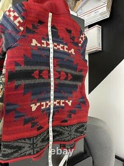 Ralph Lauren Large Sweater Southwestern RRL Aztec Intarsia Polo Wrap VTG Red