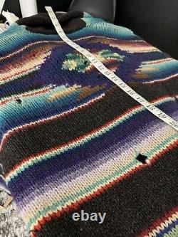 Ralph Lauren Large VTG Indian RRL Aztec Polo Southwestern Sweater Beacon Stripe