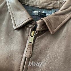 Ralph Lauren Polo Leather Flannel Lined Harrington Jacket Vintage Brown XL