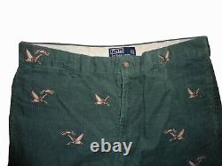 Ralph Lauren Polo Mallard Corduroy Pants 36 x 32 Embroidered Duck Green Vintage
