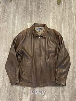 Ralph Lauren Polo Men's 100% Genuine Leather Lined Jacket Brown Size XL Vintage
