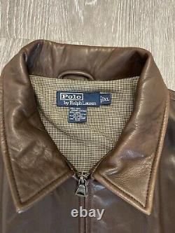 Ralph Lauren Polo Men's 100% Genuine Leather Lined Jacket Brown Size XL Vintage