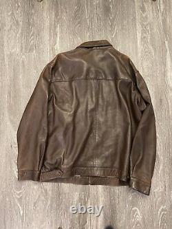 Ralph Lauren Polo Men's 100% Genuine Leather Lined Jacket Brown Size XL Vintage