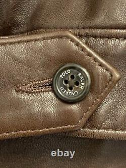 Ralph Lauren Polo Men's 100% Genuine Leather Lined Jacket Brown Size XL Vintage
