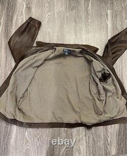 Ralph Lauren Polo Men's 100% Genuine Leather Lined Jacket Brown Size XL Vintage