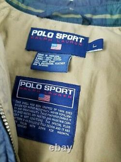 Ralph Lauren Polo Sport Vintage 90s Plaid Down Bomber Jacket Mens Sz L Coat VTG
