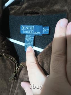 Ralph Lauren Polo Sued Jacket Mens XXL Vintage Wool Lining