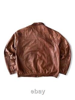 Ralph Lauren Rare Vintage Leather Jacket Size L Brown Soft Leather Quality