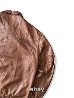 Ralph Lauren Rare Vintage Leather Jacket Size L Brown Soft Leather Quality