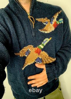 Ralph Lauren Sweater Duck Hunting RRL Polo Sportsman Knit VtG Pheasant Blue M/L