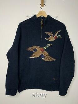 Ralph Lauren Sweater Duck Hunting RRL Polo Sportsman Knit VtG Pheasant Blue M/L