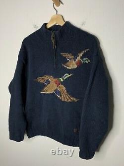 Ralph Lauren Sweater Duck Hunting RRL Polo Sportsman Knit VtG Pheasant Blue M/L