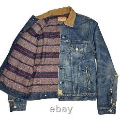 Ralph Lauren Vintage SMALL RRL Polo Denim Supply Blanket Lined Distressed Jacket