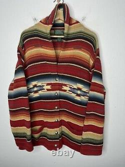 Ralph Lauren X-Large Cardigan Sweater Southwestern RRL Aztec Navajo VTG Red Polo