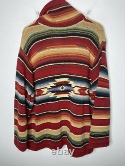 Ralph Lauren X-Large Cardigan Sweater Southwestern RRL Aztec Navajo VTG Red Polo
