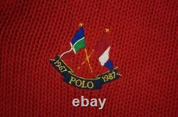 Rare VTG POLO RALPH LAUREN Cross Flags 1967 1987 20th Spell Out Sweater 80s M