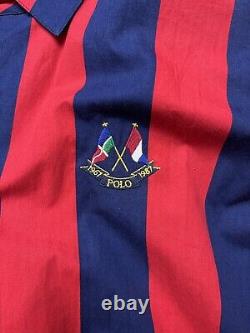 Rare VTG POLO RALPH LAUREN Cross Flags Spell Out Full Zip Striped Jacket 90s L