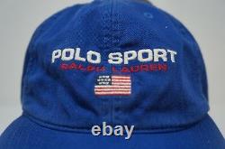 Rare Vintage POLO SPORT Ralph Lauren Spell Out USA Flag Hat Cap 90s RL Blue NWT