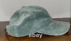 Rare Vintage Polo Ralph Lauren Corduroy Leather Strapback Hat Sage Green