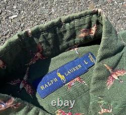 Rare Vintage Polo Ralph Lauren Duck Hunting Green Button Down Size Large