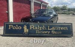 Rare Vintage Polo Ralph Lauren Factory Store Sign Hand Carved 10'x2' Blue Gold