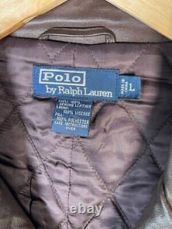 Rare Vintage Polo Ralph Lauren L 1990s Leather Long Field Coat Jacket