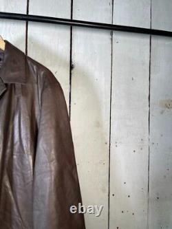 Rare Vintage Polo Ralph Lauren L 1990s Leather Long Field Coat Jacket