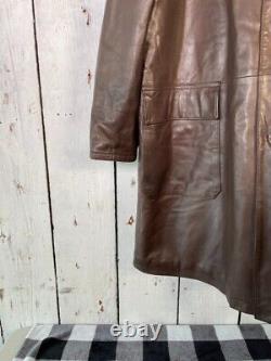 Rare Vintage Polo Ralph Lauren L 1990s Leather Long Field Coat Jacket