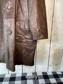 Rare Vintage Polo Ralph Lauren L 1990s Leather Long Field Coat Jacket