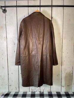 Rare Vintage Polo Ralph Lauren L 1990s Leather Long Field Coat Jacket